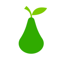 Green Pear Illustration. Simple Fruit, Healthy Food - Clean and vibrant illustration of a green pear with a stem and leaf. Transparent background. png