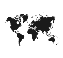 Black World Map illustration. Detailed Global Outline - Ideal for design projects, educational use, and presentations. High-quality world map with a transparent background. png