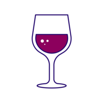Red Wine Glass Illustration. Simple Drink Icon - Clean and basic illustration of a wine glass filled with red wine. Transparent background. png