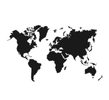 Black World Map illustration with Detailed Global Outline - Ideal for design projects, educational use, and presentations. High-quality world map with a transparent background. png