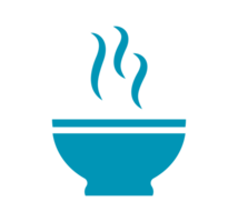 Teal Steaming Bowl Illustration. Simple Food Icon - Clean and basic illustration of a teal bowl with steaming vapor rising from it. Transparent background. png