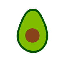 Avocado Illustration. Healthy Fruit, Simple Design Clean and vibrant illustration of a halved avocado with its pit. Transparent background. png