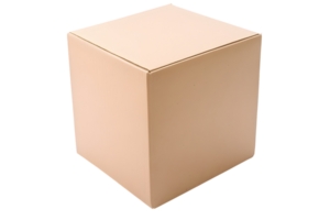 Minimalist cube of light brown cardboard, angled for a simple product presentation png