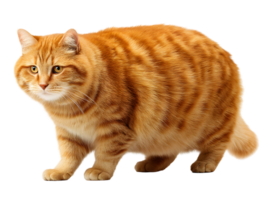 Orange tabby cat A sturdy, full-bodied ginger feline with soft fur and a focused gaze against a transparent background png