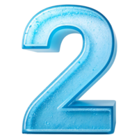 Icy Blue Number 2 with Frosted Glass-Like Texture on Transparent Background for Cool and Stylish Design Projects png