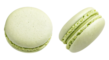 Fresh Green Macarons with Smooth Texture and Creamy Filling on Transparent Background for Culinary and Food Design png