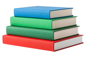 Stack of Colorful Hardcover Books Isolated on Transparent Background for Education Learning Library Knowledge and School Resource Design png