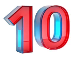 Glossy Red and Blue 3D Number Ten for Modern Design and Counting Display png