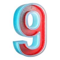 Glossy Red and Blue 3D Number Nine for Creative Numeric Design png