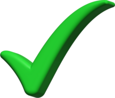 right mark 3d, correct green icon, tick, vote, checkmark for message social media png