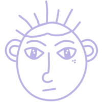 Abstract Doodle Face Illustration in Minimalist Line Art Style with Quirky Expression png
