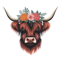 a Highland cow head with long png