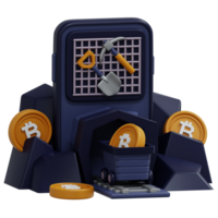 Coin Mining with Phone Render and Mining Cart Illustration png