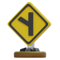 Approaching Intersection Sign on Transparent Background 3D Render png