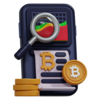 Analyzing Cryptocurrency Market on Phone with Magnifying Glass png