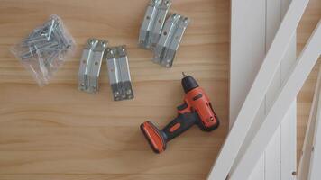 Home improvement project in progress with tools and materials shown video