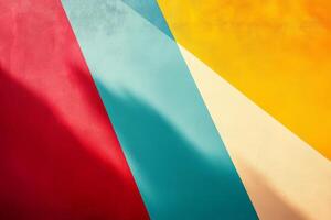 Abstract wall art featuring bold red aqua yellow colors creating a modern and vibrant composition photo