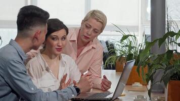 Dynamic business team brainstorming startup ideas in a modern meeting room video