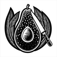 Avocado and small slices vector