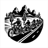 biker gang riding custom built cruisers vector