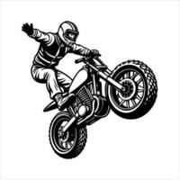 a biker performing a wheelie on a stunt vector