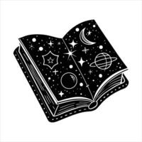 Open Book With Universe Planet vector