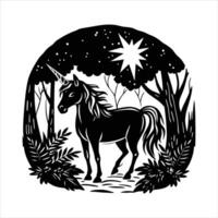 unicorn in an enchanted forest vector