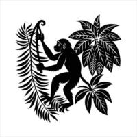 Monkeys Swinging On Vine vector