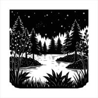 Forest With Glowing Fireflies vector