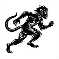 monkey running silhouette vector
