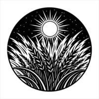warm summer day with golden grass vector