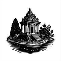 Ancient temple ruins vector