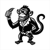Monkey Holding Banana vector