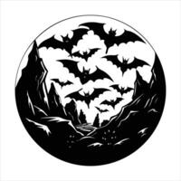 bats emerging from a cave vector