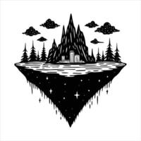 Mystical Floating Islands vector