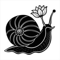 snail with flower vector