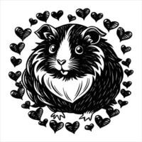 chubby guinea pig with heart vector