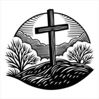 Cross On A Hill vector