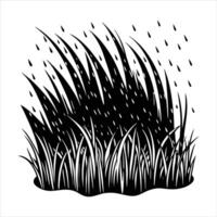 grass bending under heavy rainfall vector