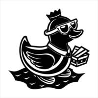 rubber duck wearing sunglasses on top vector