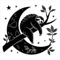 Sloth Hug Moon vector