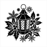 Christmas lantern with holly vector