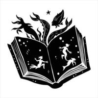 underwater fantasy book opened vector