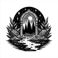 A mystical portal with a shimmering vector