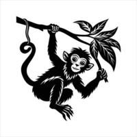 Monkey Hanging Branch vector