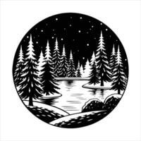 Pine tree covered in snow vector