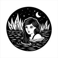 The girl the mermaid vector
