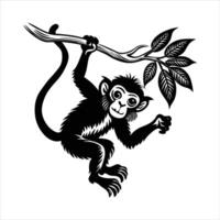 Monkey Hanging Tree Branch vector