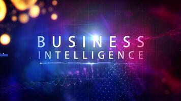 Abstract animation of Business Intelligence white shine light text effect video