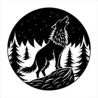 A dog is howling at the moon vector